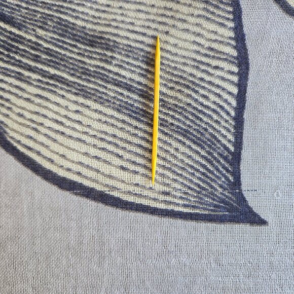 Kinross Silk Cashmere Scarf Blue Leaves - Picture 8 of 15